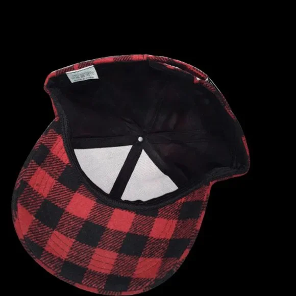 Coolwife Baseball Cap Hat Buffalo Check Plaid Black & Red 100% Cotton - Picture 5 of 5